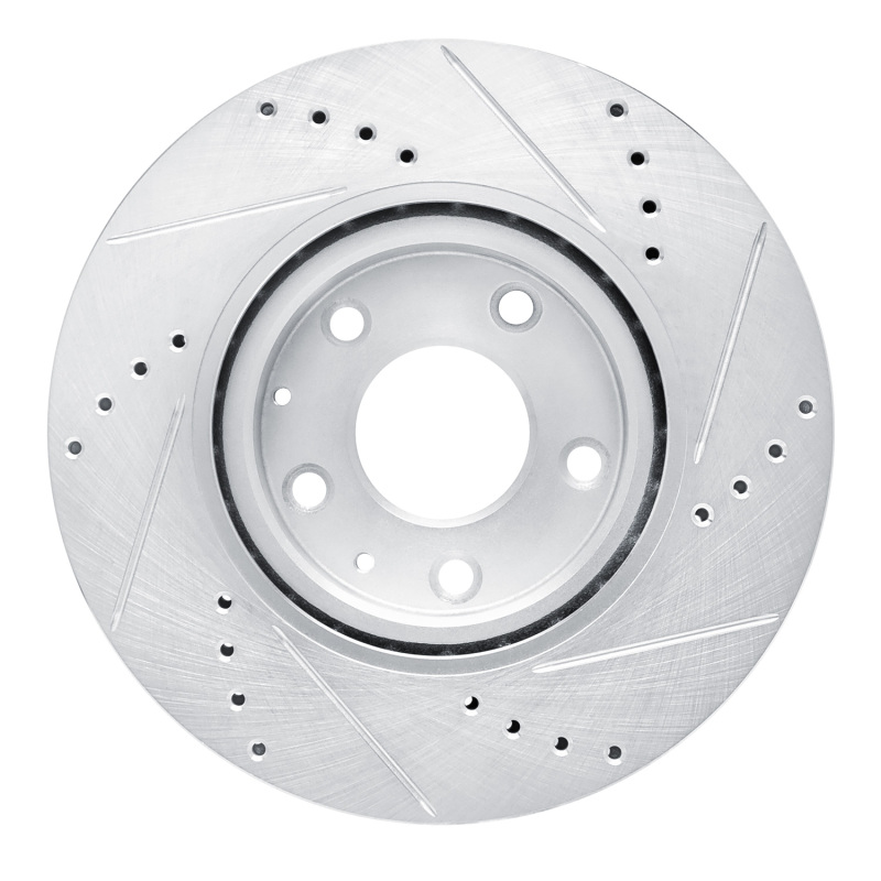 Mazda 3 Brake Rotor (1) - Front Left - R1 Concepts - Drilled & Slotted - Silver - `19-`25